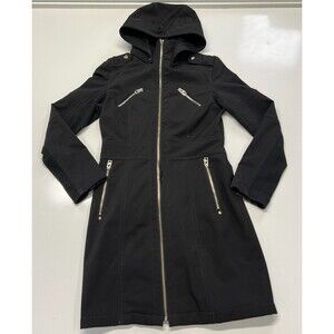 Miss Sixty M60 Vintage Y2K Faux-Fur lined long black Jacket zippers Size XS